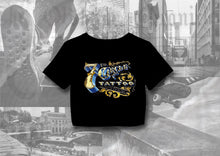 Load image into Gallery viewer, Back view of a 7th circle tattoo & piercing crop top