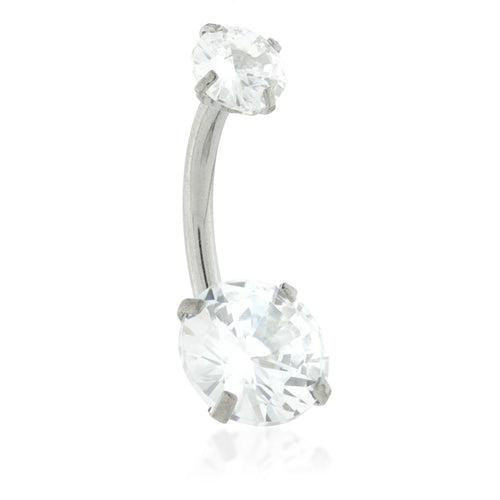 Internal Ti Double Round Gem Belly Bar - 7th Circle Tattoo & Piercing