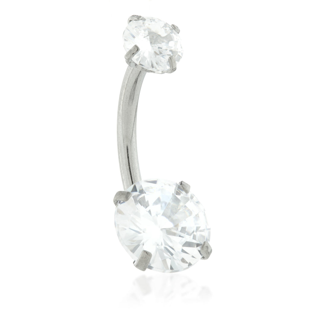 Internal Ti Double Round Gem Belly Bar - 7th Circle Tattoo & Piercing