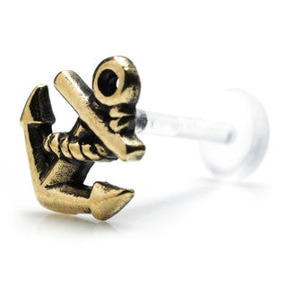 1x Brass Anchor & Plastic Labret - 7th Circle Tattoo & Piercing