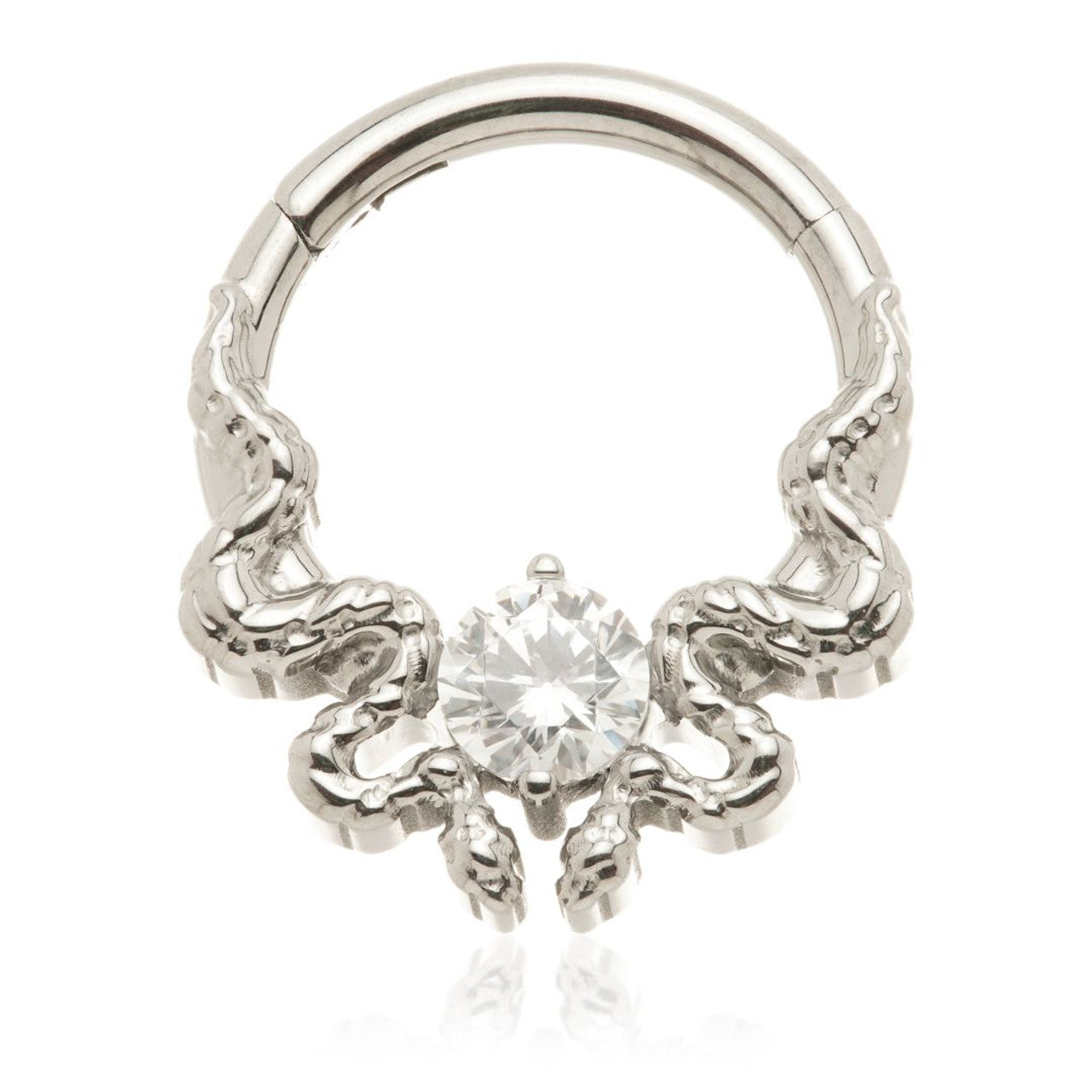 Ti Couture Dual Snake Gem Hinged Ring - 7th Circle Tattoo & Piercing