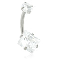 Internal Ti Double Angled Square Gem Belly Bar - 7th Circle Tattoo & Piercing
